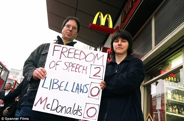 image of Dave Morris & Helen Steel outside McDonald’s
