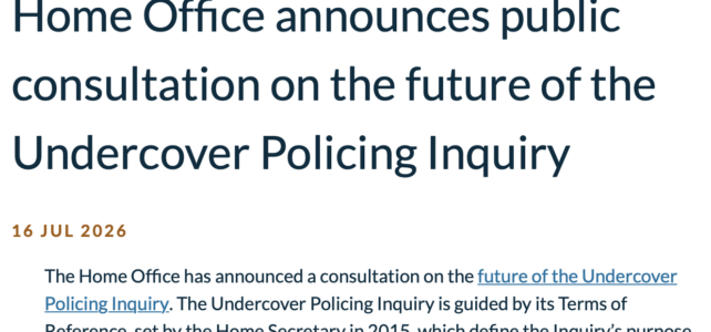 Statement on Home Office consultation on future of #Spycops Inquiry